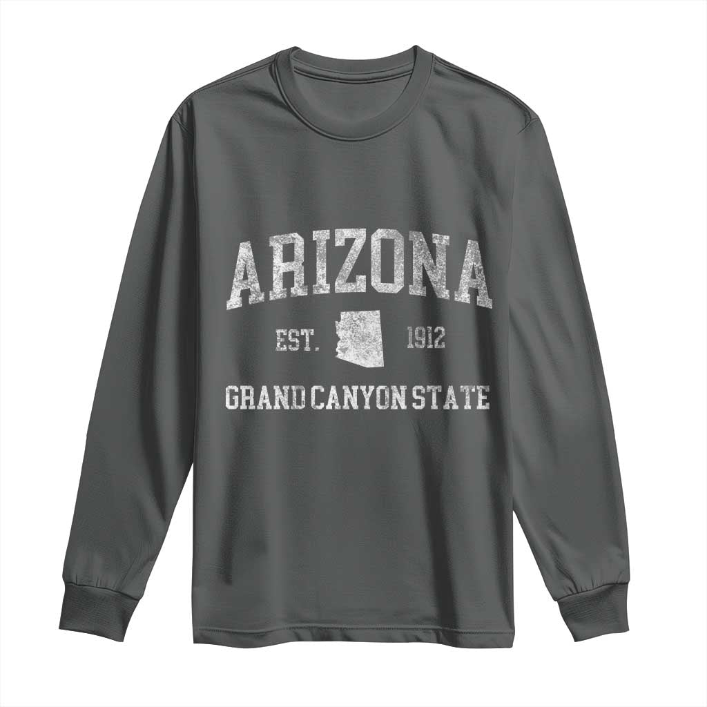 Vintage Distressed Arizona Grand Canyon State Graphic Long Sleeve Shirt Retro 1912 Varsity Map Souvenir