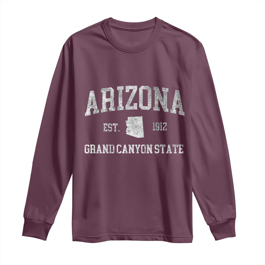 Vintage Distressed Arizona Grand Canyon State Graphic Long Sleeve Shirt Retro 1912 Varsity Map Souvenir