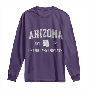 Vintage Distressed Arizona Grand Canyon State Graphic Long Sleeve Shirt Retro 1912 Varsity Map Souvenir