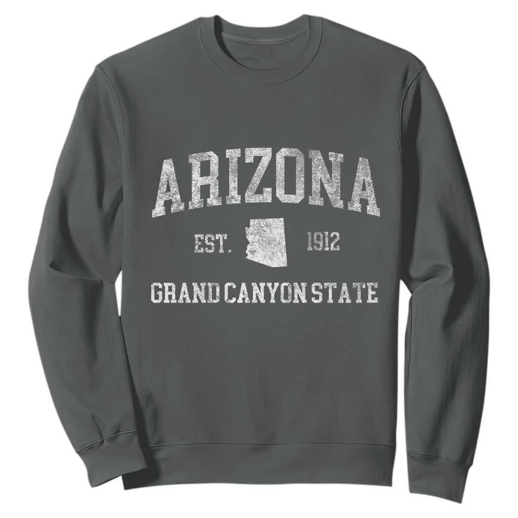 Vintage Distressed Arizona Grand Canyon State Graphic Sweatshirt Retro 1912 Varsity Map Souvenir