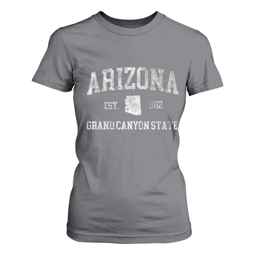 Vintage Distressed Arizona Grand Canyon State Graphic T Shirt For Women Retro 1912 Varsity Map Souvenir