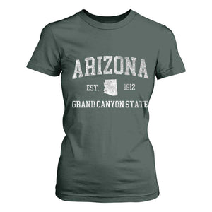 Vintage Distressed Arizona Grand Canyon State Graphic T Shirt For Women Retro 1912 Varsity Map Souvenir
