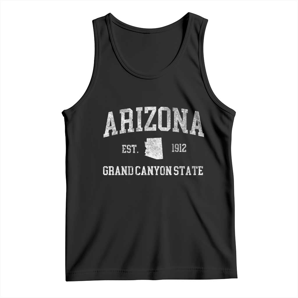 Vintage Distressed Arizona Grand Canyon State Graphic Tank Top Retro 1912 Varsity Map Souvenir TS02 Black Print Your Wear