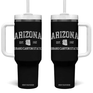 Vintage Distressed Arizona Grand Canyon State Graphic Tumbler With Handle Retro 1912 Varsity Map Souvenir
