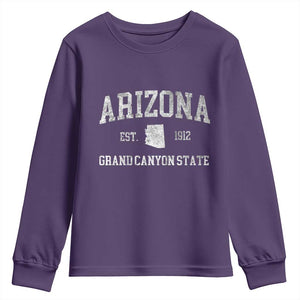 Vintage Distressed Arizona Grand Canyon State Graphic Youth Sweatshirt Retro 1912 Varsity Map Souvenir