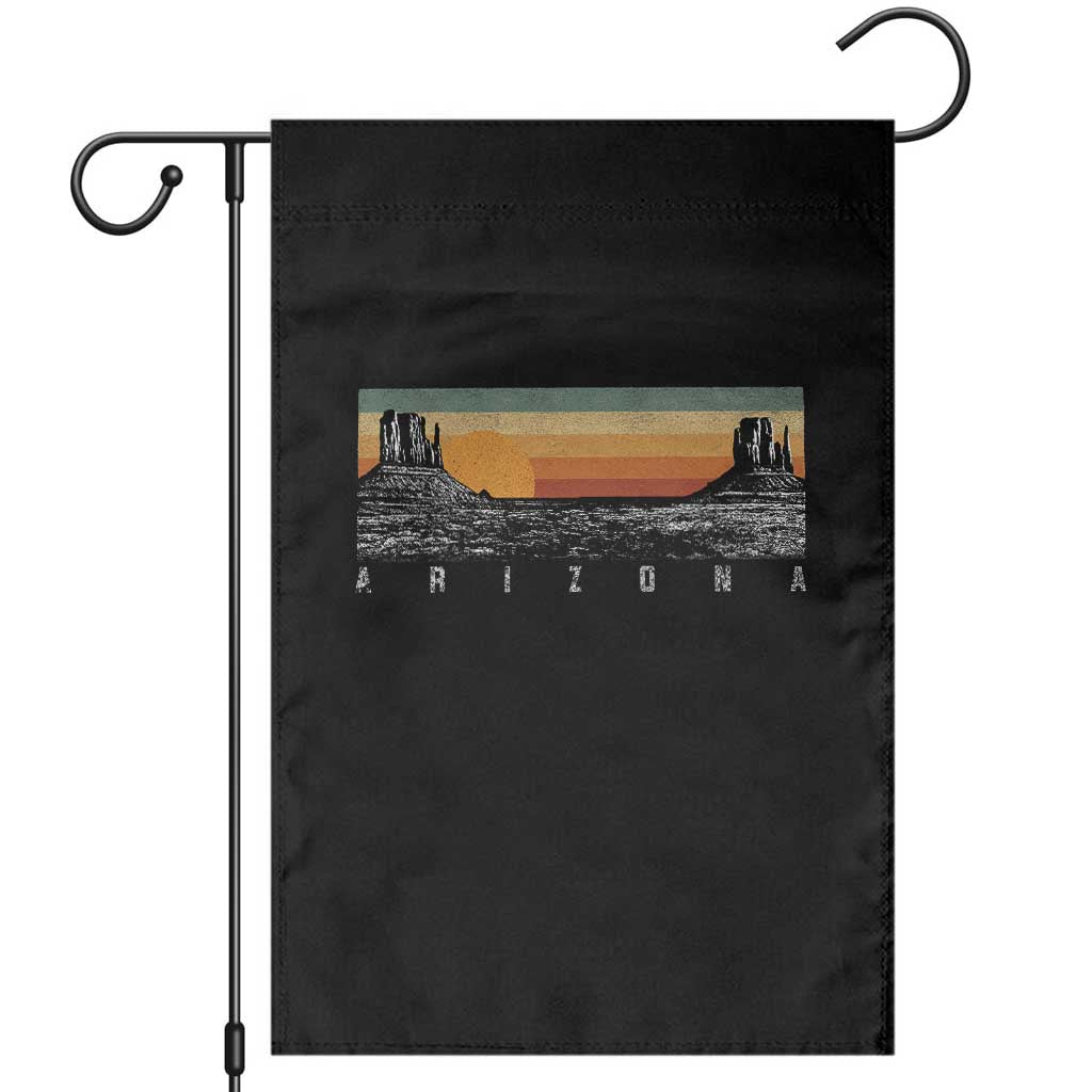 Retro Arizona Sunset Monument Valley Graphic Garden Flag Panoramic Desert Red Rocks Landscape Souvenir TS02 Black Print Your Wear