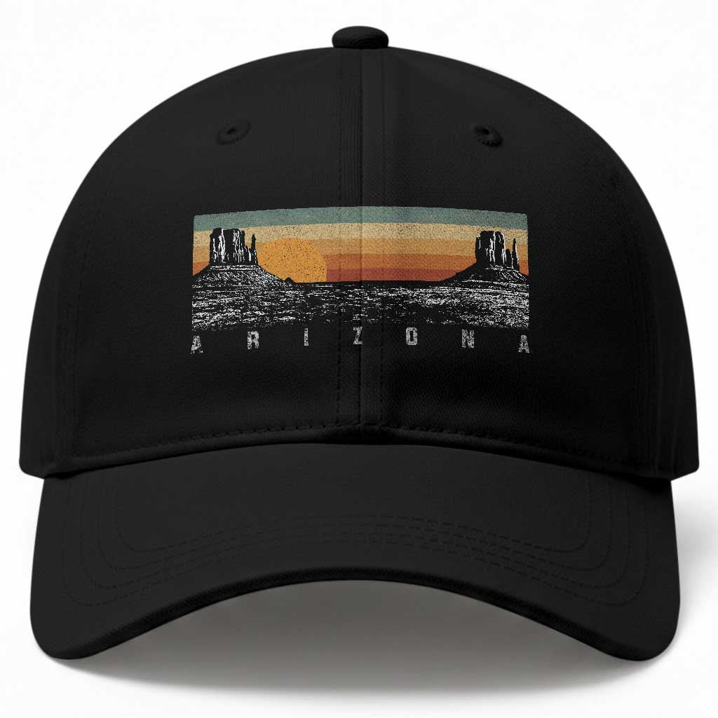Retro Arizona Sunset Monument Valley Graphic Baseball Cap Panoramic Desert Red Rocks Landscape Souvenir TS02 Print Your Wear