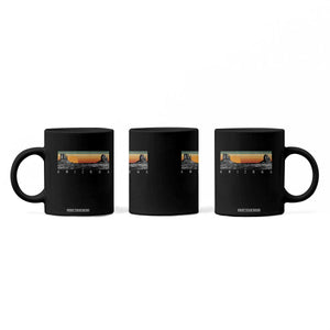 Retro Arizona Sunset Monument Valley Graphic Coffee Mug Panoramic Desert Red Rocks Landscape Souvenir
