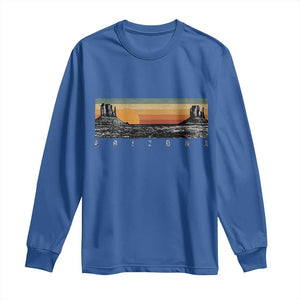 Retro Arizona Sunset Monument Valley Graphic Long Sleeve Shirt Panoramic Desert Red Rocks Landscape Souvenir