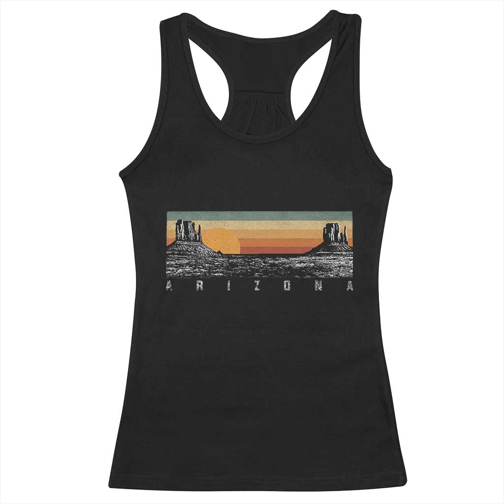 Retro Arizona Sunset Monument Valley Graphic Racerback Tank Top Panoramic Desert Red Rocks Landscape Souvenir TS02 Black Print Your Wear