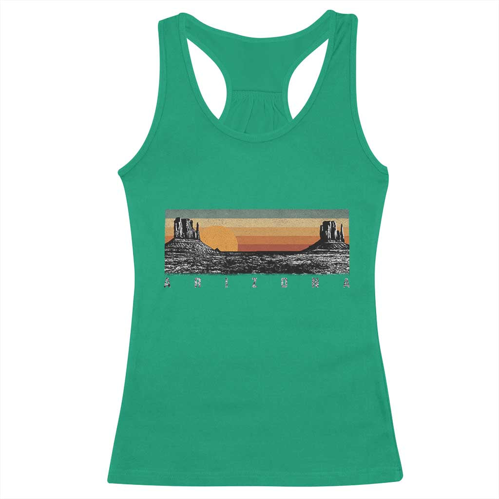 Retro Arizona Sunset Monument Valley Graphic Racerback Tank Top Panoramic Desert Red Rocks Landscape Souvenir