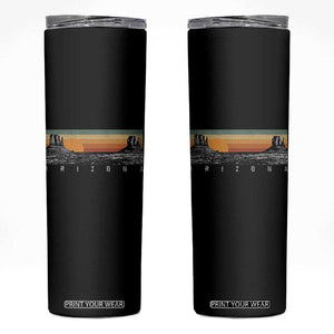 Retro Arizona Sunset Monument Valley Graphic Skinny Tumbler Panoramic Desert Red Rocks Landscape Souvenir