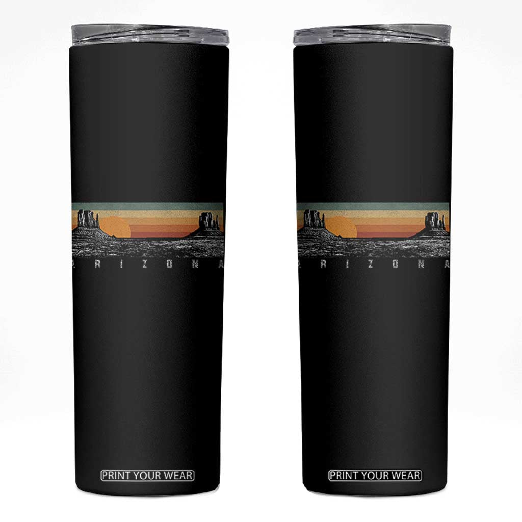 Retro Arizona Sunset Monument Valley Graphic Skinny Tumbler Panoramic Desert Red Rocks Landscape Souvenir TS02 Black Print Your Wear