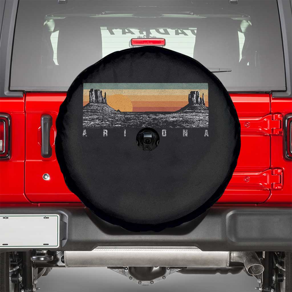 Retro Arizona Sunset Monument Valley Graphic Spare Tire Cover Panoramic Desert Red Rocks Landscape Souvenir