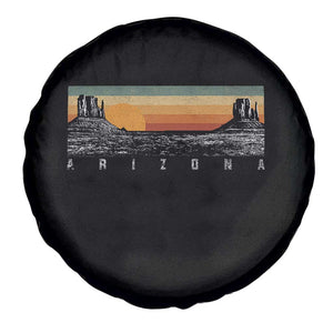 Retro Arizona Sunset Monument Valley Graphic Spare Tire Cover Panoramic Desert Red Rocks Landscape Souvenir
