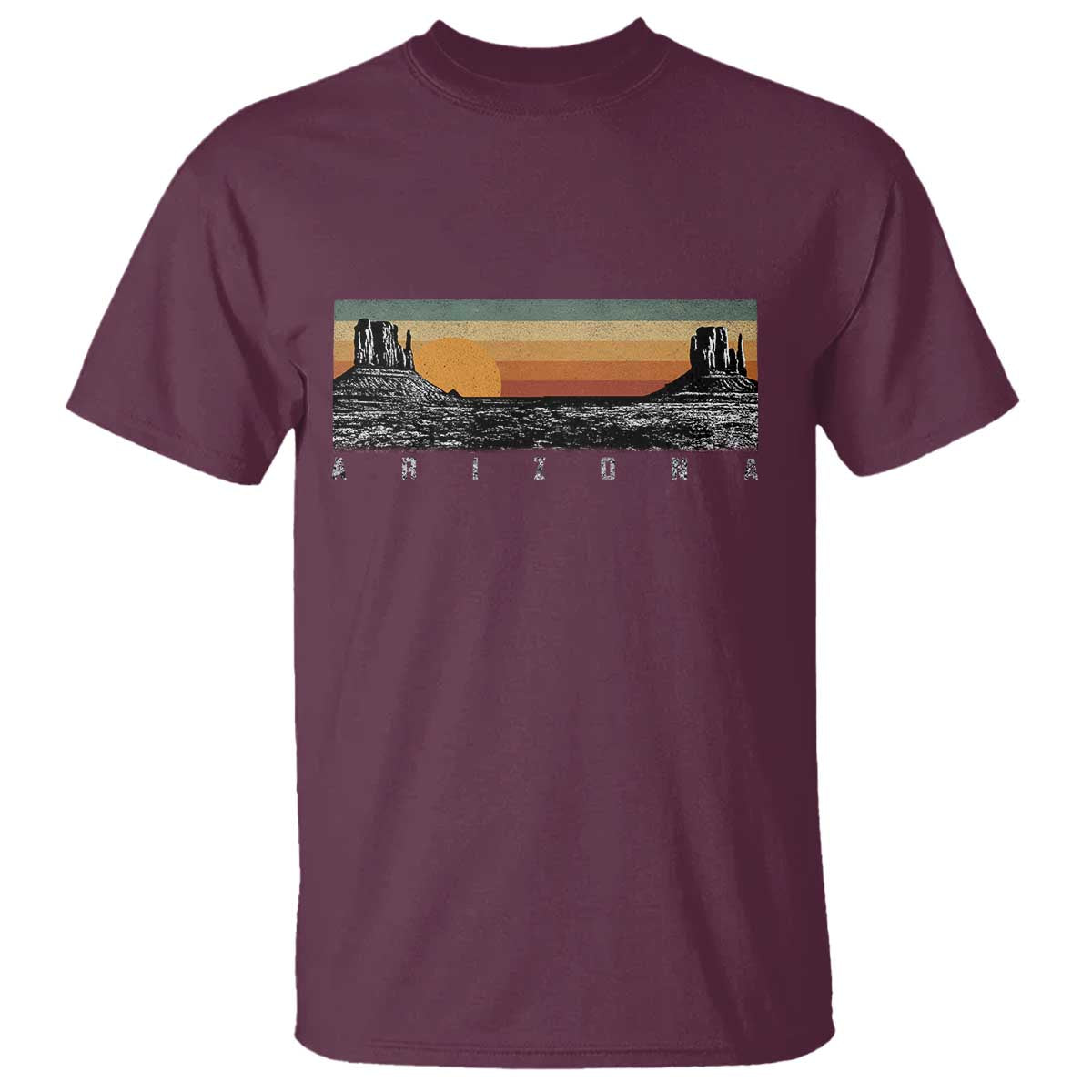 Retro Arizona Sunset Monument Valley Graphic T Shirt Panoramic Desert Red Rocks Landscape Souvenir