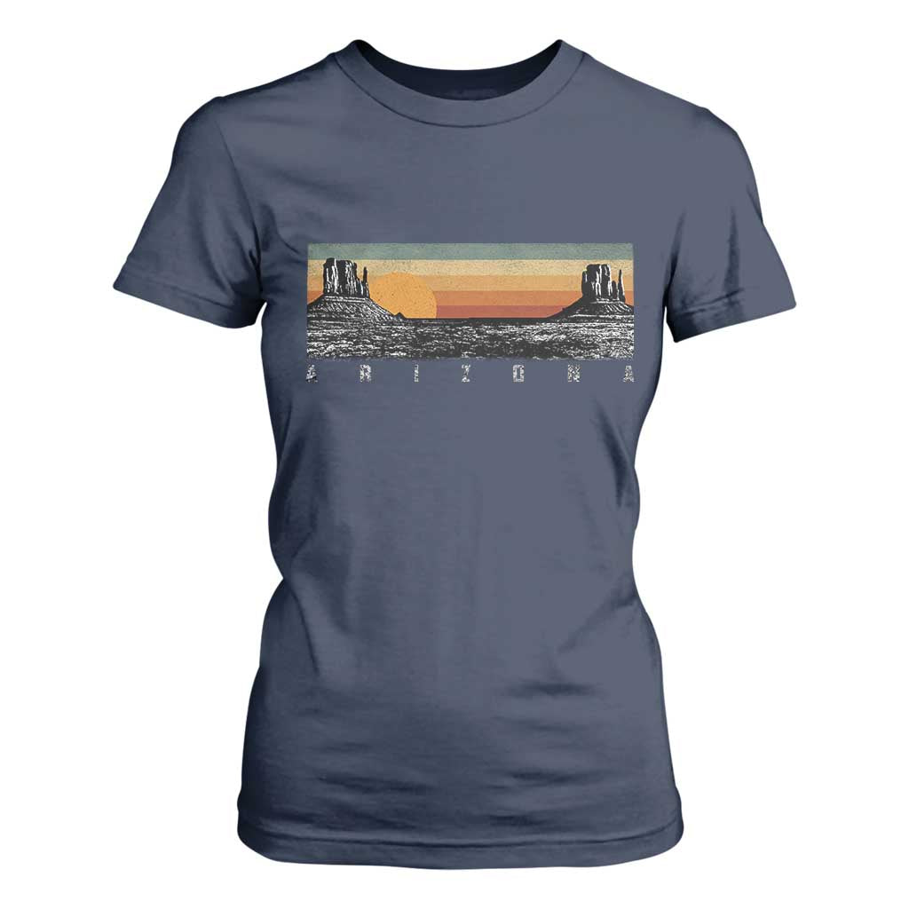 Retro Arizona Sunset Monument Valley Graphic T Shirt For Women Panoramic Desert Red Rocks Landscape Souvenir