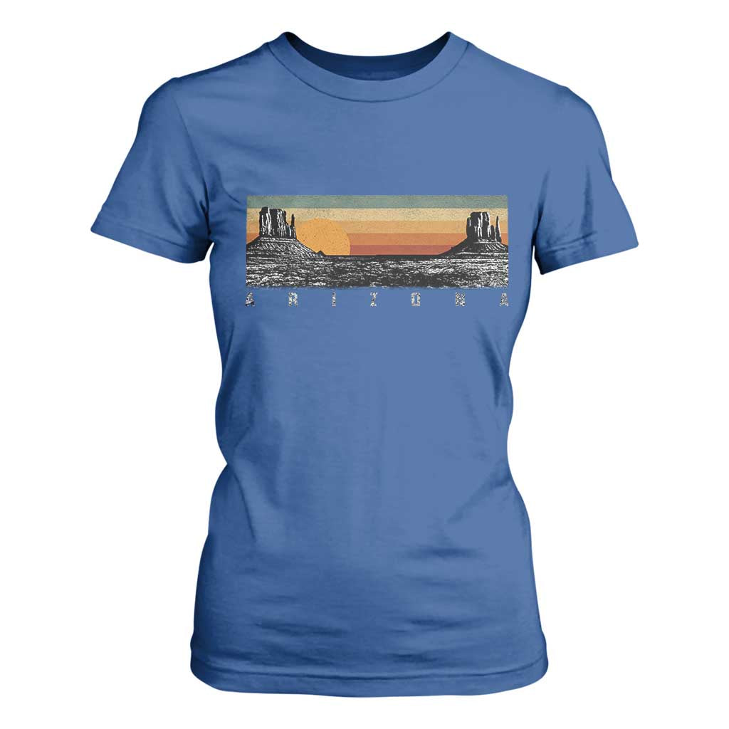 Retro Arizona Sunset Monument Valley Graphic T Shirt For Women Panoramic Desert Red Rocks Landscape Souvenir