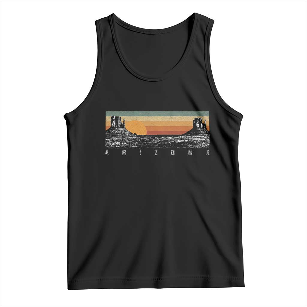 Retro Arizona Sunset Monument Valley Graphic Tank Top Panoramic Desert Red Rocks Landscape Souvenir TS02 Black Print Your Wear