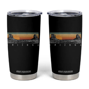 Retro Arizona Sunset Monument Valley Graphic Tumbler Cup Panoramic Desert Red Rocks Landscape Souvenir