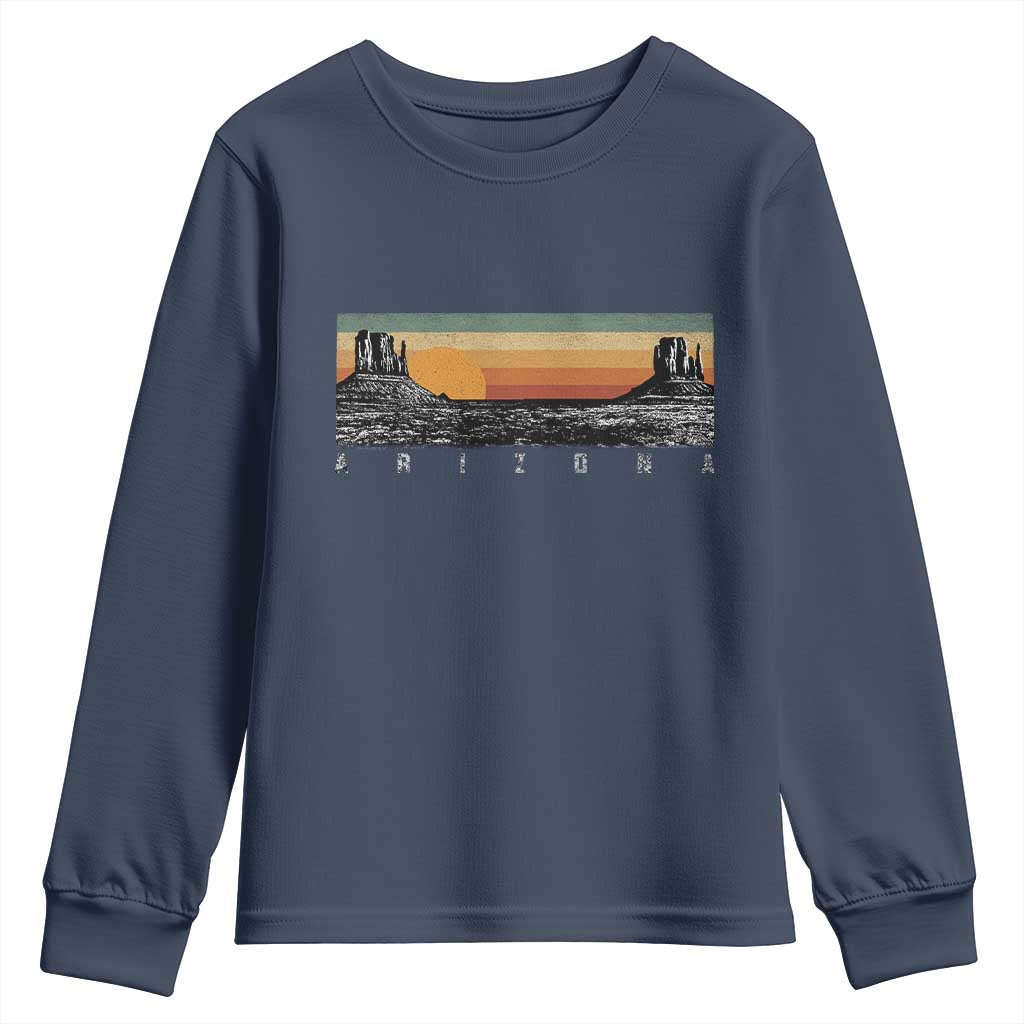 Retro Arizona Sunset Monument Valley Graphic Youth Sweatshirt Panoramic Desert Red Rocks Landscape Souvenir