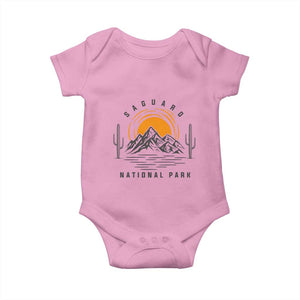 Retro Saguaro National Park Sunset Graphic Baby Onesie Vintage Arizona Desert Mountain Badge Souvenir