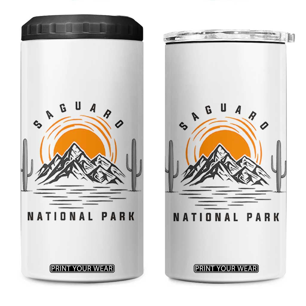 Retro Saguaro National Park Sunset Graphic 4 in 1 Can Cooler Tumbler Vintage Arizona Desert Mountain Badge Souvenir TS02 One Size: 16 oz White Print Your Wear