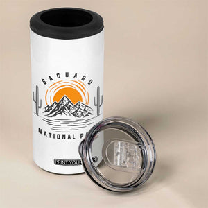 Retro Saguaro National Park Sunset Graphic 4 in 1 Can Cooler Tumbler Vintage Arizona Desert Mountain Badge Souvenir