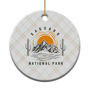 Retro Saguaro National Park Sunset Graphic Ceramic Ornament Vintage Arizona Desert Mountain Badge Souvenir