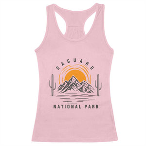 Retro Saguaro National Park Sunset Graphic Racerback Tank Top Vintage Arizona Desert Mountain Badge Souvenir