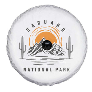 Retro Saguaro National Park Sunset Graphic Spare Tire Cover Vintage Arizona Desert Mountain Badge Souvenir