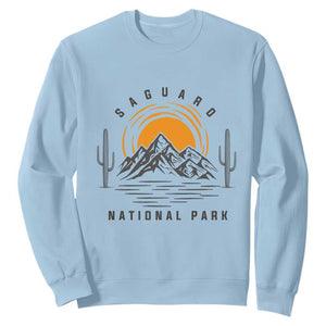 Retro Saguaro National Park Sunset Graphic Sweatshirt Vintage Arizona Desert Mountain Badge Souvenir