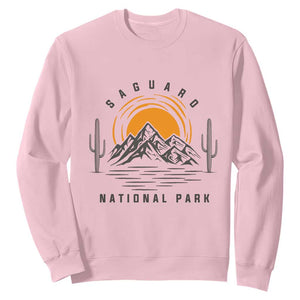 Retro Saguaro National Park Sunset Graphic Sweatshirt Vintage Arizona Desert Mountain Badge Souvenir