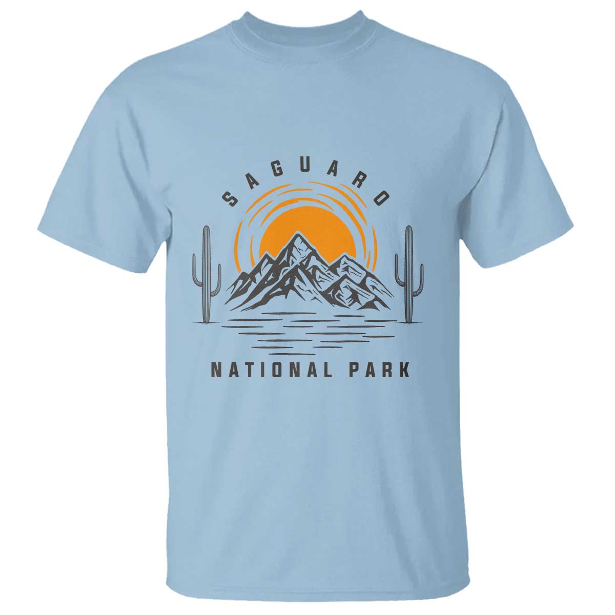 Retro Saguaro National Park Sunset Graphic T Shirt Vintage Arizona Desert Mountain Badge Souvenir