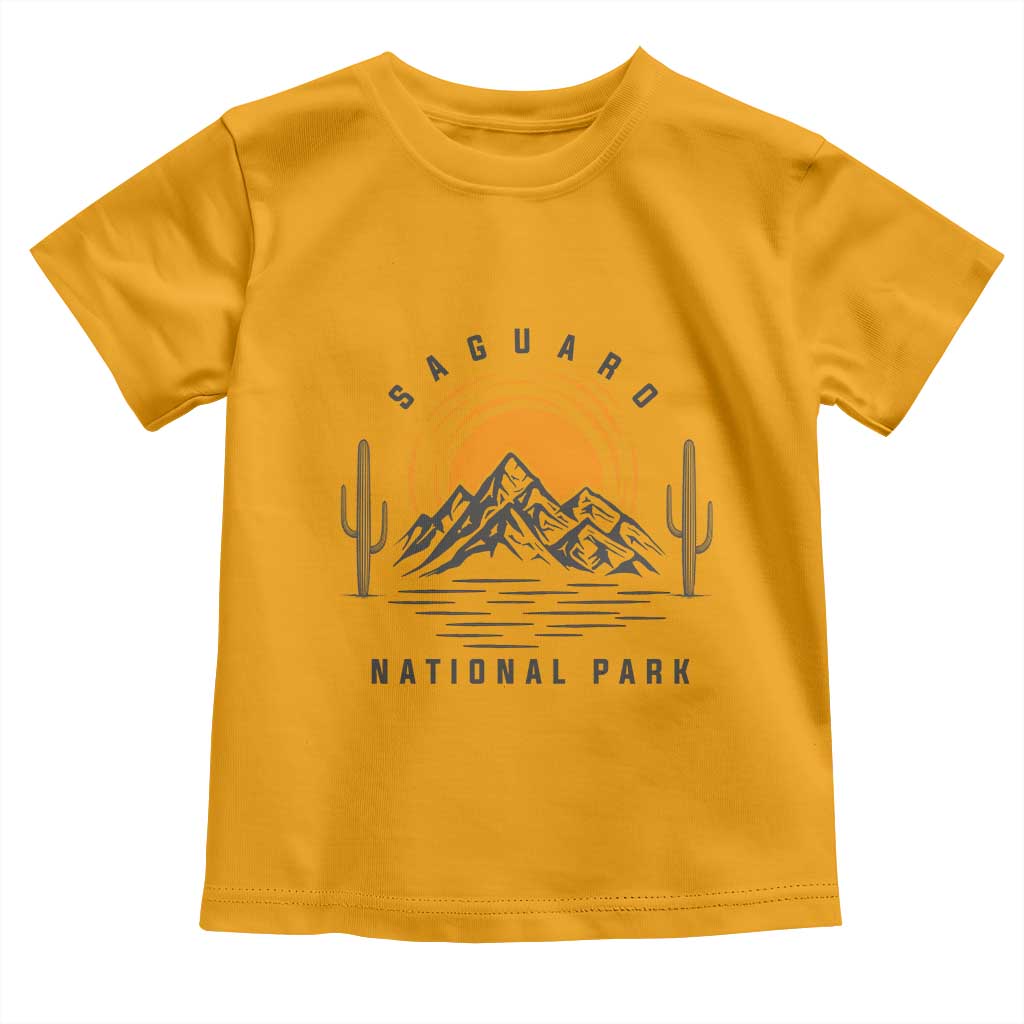 Retro Saguaro National Park Sunset Graphic Toddler T Shirt Vintage Arizona Desert Mountain Badge Souvenir