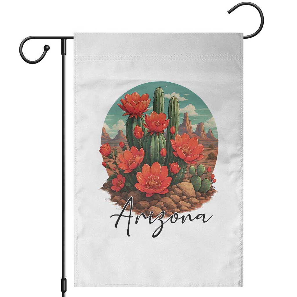 Beautiful Blooming Cactus Flower Arizona Graphic Garden Flag Vintage Desert Botanical Floral Nature Souvenir TS02 White Print Your Wear
