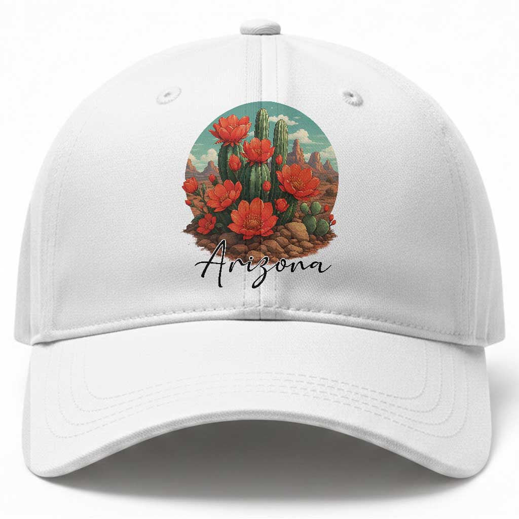 Beautiful Blooming Cactus Flower Arizona Graphic Baseball Cap Vintage Desert Botanical Floral Nature Souvenir TS02 Print Your Wear