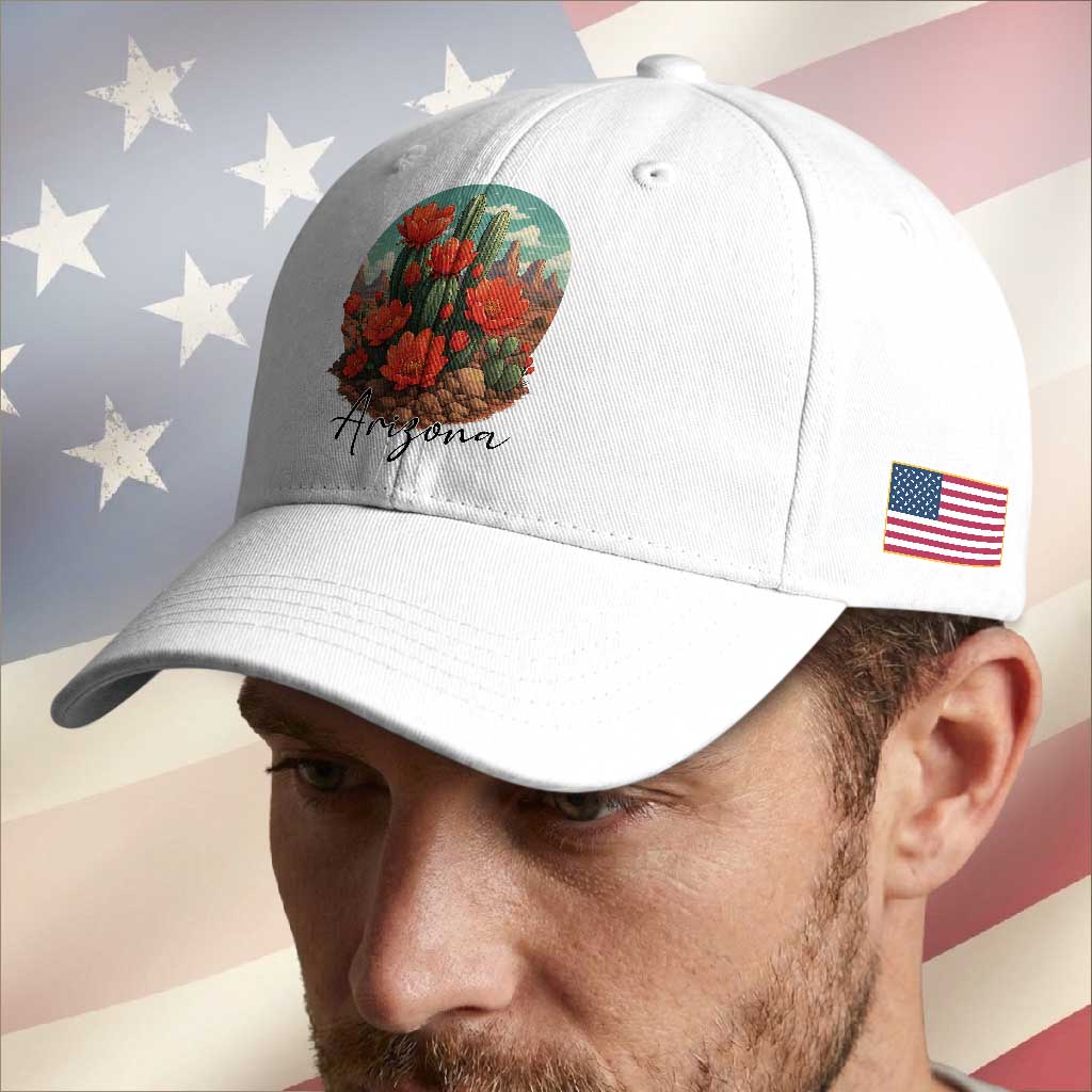 Beautiful Blooming Cactus Flower Arizona Graphic Baseball Cap Vintage Desert Botanical Floral Nature Souvenir