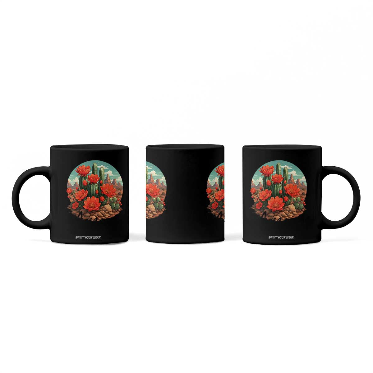 Beautiful Blooming Cactus Flower Arizona Graphic Coffee Mug Vintage Desert Botanical Floral Nature Souvenir