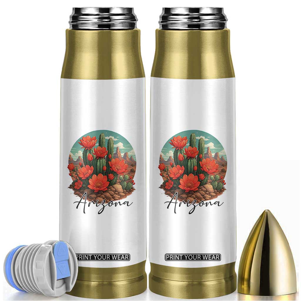 Beautiful Blooming Cactus Flower Arizona Graphic Bullet Tumbler Vintage Desert Botanical Floral Nature Souvenir TS02 White Print Your Wear