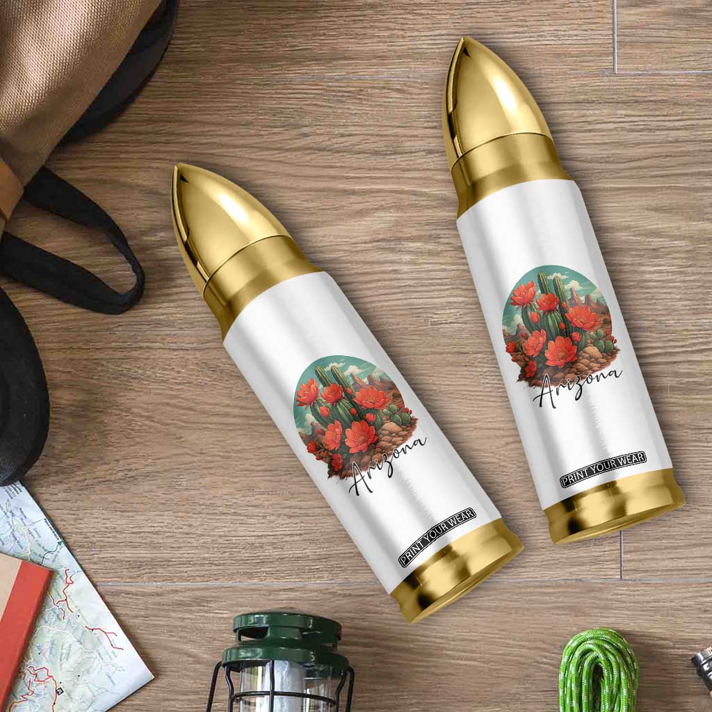 Beautiful Blooming Cactus Flower Arizona Graphic Bullet Tumbler Vintage Desert Botanical Floral Nature Souvenir