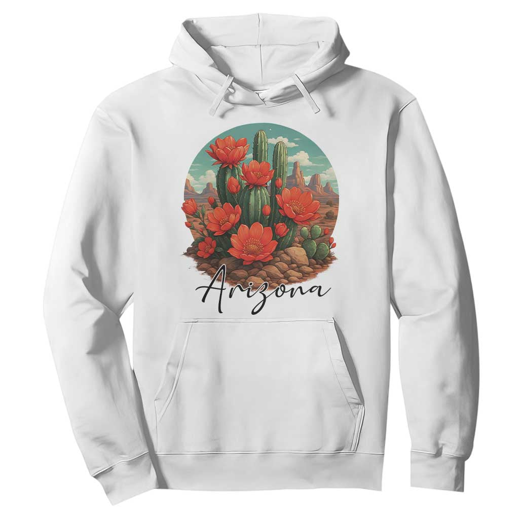 Beautiful Blooming Cactus Flower Arizona Graphic Hoodie Vintage Desert Botanical Floral Nature Souvenir TS02 White Print Your Wear