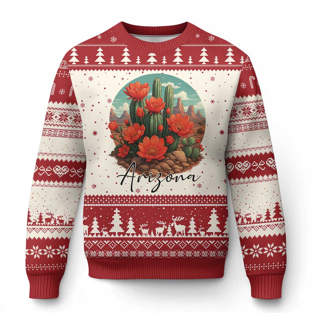 Beautiful Blooming Cactus Flower Arizona Graphic Ugly Christmas Sweater Vintage Desert Botanical Floral Nature Souvenir
