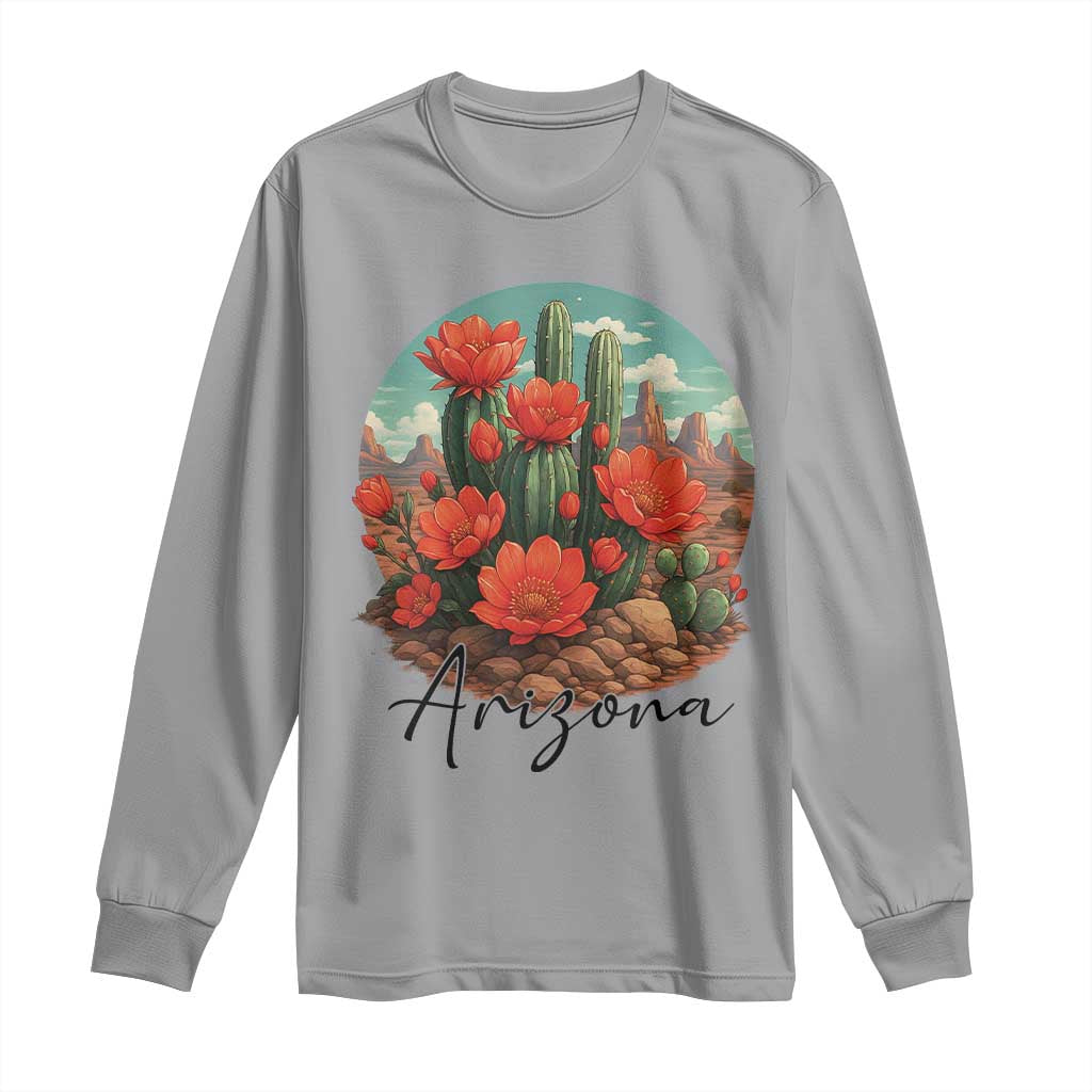 Beautiful Blooming Cactus Flower Arizona Graphic Long Sleeve Shirt Vintage Desert Botanical Floral Nature Souvenir