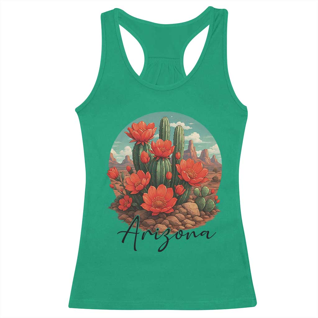 Beautiful Blooming Cactus Flower Arizona Graphic Racerback Tank Top Vintage Desert Botanical Floral Nature Souvenir