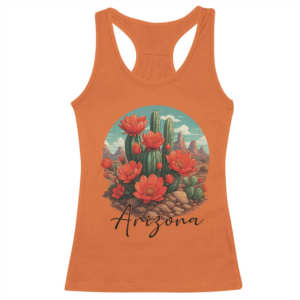 Beautiful Blooming Cactus Flower Arizona Graphic Racerback Tank Top Vintage Desert Botanical Floral Nature Souvenir