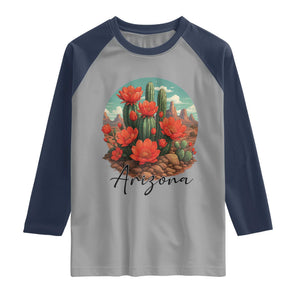 Beautiful Blooming Cactus Flower Arizona Graphic Raglan Shirt Vintage Desert Botanical Floral Nature Souvenir