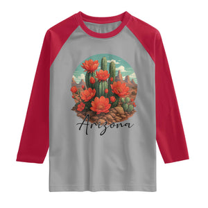 Beautiful Blooming Cactus Flower Arizona Graphic Raglan Shirt Vintage Desert Botanical Floral Nature Souvenir