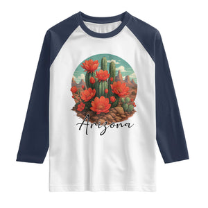 Beautiful Blooming Cactus Flower Arizona Graphic Raglan Shirt Vintage Desert Botanical Floral Nature Souvenir