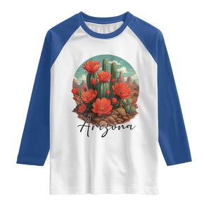 Beautiful Blooming Cactus Flower Arizona Graphic Raglan Shirt Vintage Desert Botanical Floral Nature Souvenir